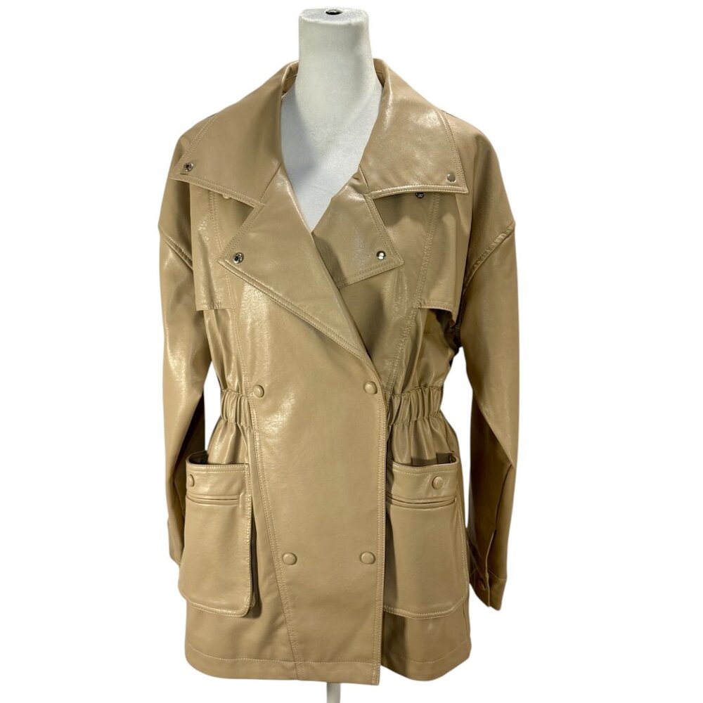 Beige Faux Leather Utility Jacket – Noize Size M